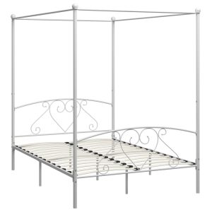 vidaXL estructura de cama con dosel metal blanco 160x200 cm