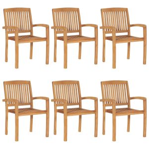 vidaXL sillas de jardín apilables 6 unidades madera maciza de teca