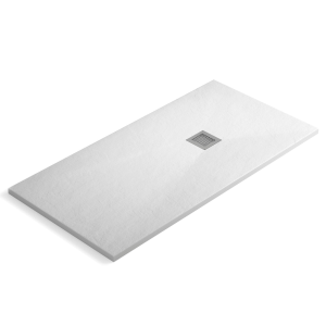 Plato ducha resina extraplano 100 x 70cm textura pizarra suave blanco