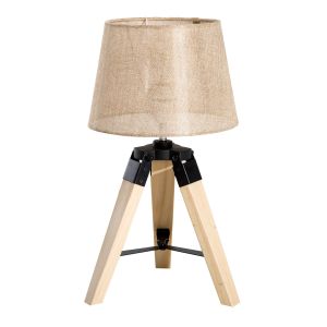 Lámpara de mesa madera de pino, lino, PVC bicolor 24x24x45 cm homcom