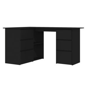 vidaXL escritorio de esquina madera contrachapada negro 145x100x76 cm
