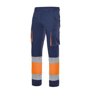 Velilla pantalon 100% aLGodon av s azul navy/naranja fluor