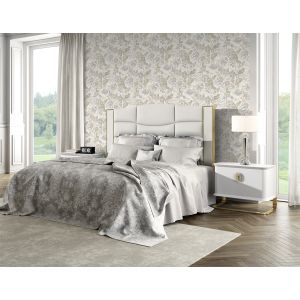 Papel pintado texturizado tnt flor textil seda tupido beige y gris