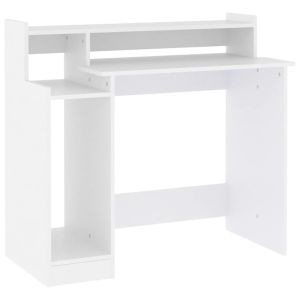 vidaXL escritorio con luz LED madera contrachapada blanco 97x45x90 cm