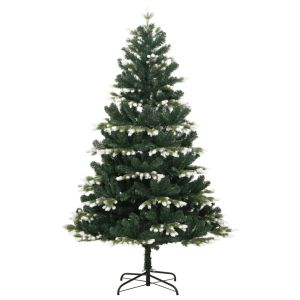 Árbol de navidad artificial con bisagras y nieve flocada 180 cm es6462