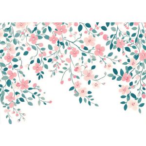 Papel pintado pared flores hojas 250x175 fotomurales dormitorio tnt