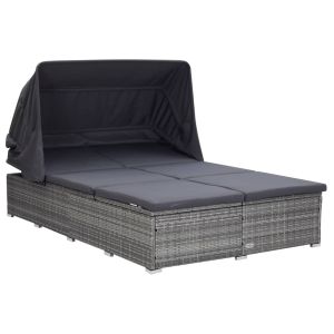 vidaXL tumbona para 2 personas con cojín ratán sintético gris