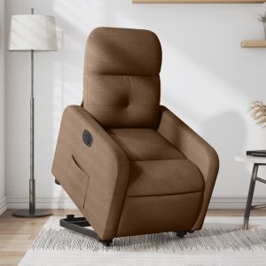 Sillón eléctrico reclinable elevable de tela marrón qweo3083