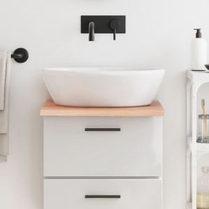 Encimera de baño madera maciza tratada marrón claro 40x60x2 cm eerf4706