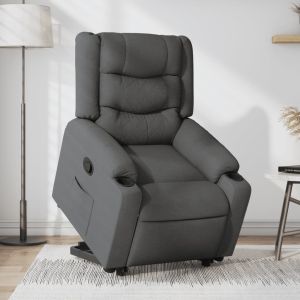 Sillón reclinable elevable de tela gris oscuro qweo1083