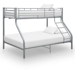 Litera de metal gris 140x200 cm/90x200 cm