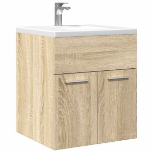 Mueble de lavabo de baño madera roble sonoma 41x38,5x46 cm