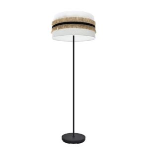 Pie de salón 1xE27 negro blanco yute 166x40x40cm angola