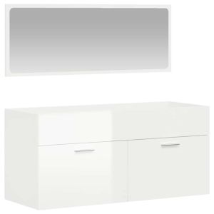 vidaXL armario de baño con espejo madera de ingeniería blanco brillo