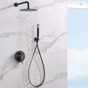 Imex - columna ducha empotrada con grifo negro serie monza