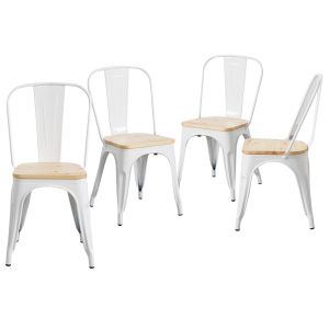 Pack 4 sillas strong con asiento de madera 44x43x84cm Thinia Home
