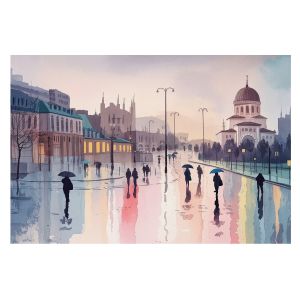 Papel pintado tejido no tejido 312x219 un paseo bajo la lluvia tulup