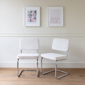 Pack de 2 sillas cantiléver de pana beige