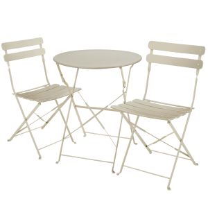 Conjunto de mesa y sillas para 2 personas plegable de acero capuchino