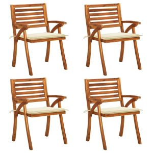vidaXL sillas de jardín con cojines 4 unidades madera maciza de acacia