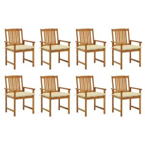 vidaXL sillas de jardín con cojines 8 uds madera maciza de acacia