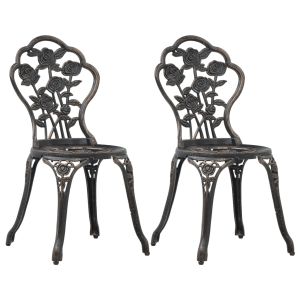 vidaXL sillas de jardín bistró 2 uds aluminio fundido color bronce
