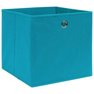 vidaXL cajas de almacenaje 10 uds tela no tejida azul bebé 28x28x28 cm