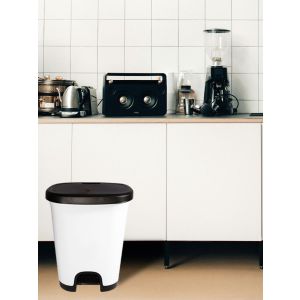 27 litros | negro - blanco | cubo basura plástico moderno | apertura con p