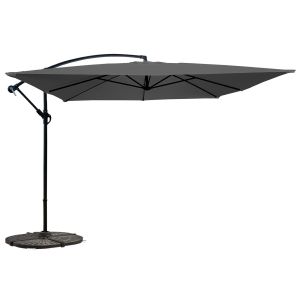 Oviala - juego de parasol  gris (3 x 3 m) + 4 losas de lastre