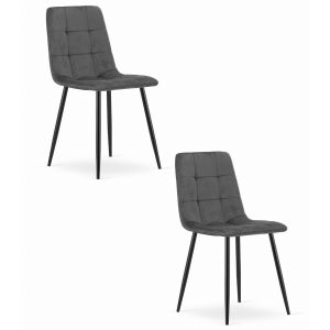 Silla valora pyra, terciopelo gris oscuro, diseño moderno (x2)
