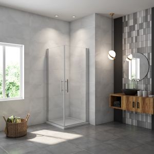 Mampara de ducha rectangular abatible giratoria,1100x900x1950mm