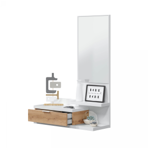Mueble recibidor con 1 cajón y espejo 81 cm dahlia blanco - roble nodi
