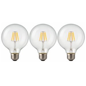 Pack x3 bombilla LED globo g125 E27 filamento 8w 800lm. Luz cálida 2700k