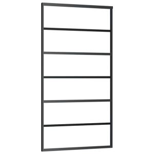 vidaXL puerta corredera esg vidrio y aluminio negra 102x205 cm