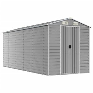 vidaXL caseta de jardín gris claro 191x470x198 cm acero galvanizado
