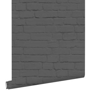 Estahome papel pintado pared de ladrillos negro 53 cm x 10.05 m