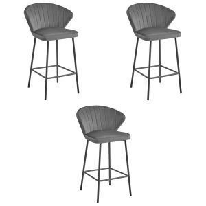 Taburete valora gatta, terciopelo gris oscuro, patas negras (x3)
