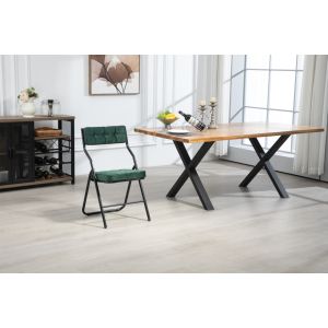 Silla plegable de acero verde set de 2 con cojín