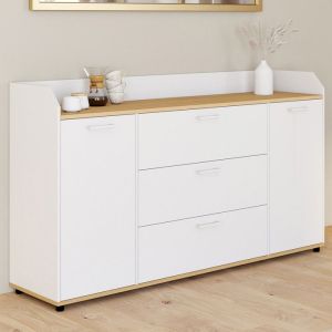 Aparador contemporáneo blanco y madera - 140 cm