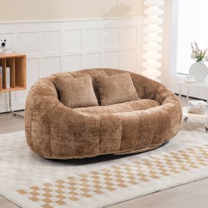 Sillón suelo chenilla café con reposabrazos para salón y dormitorio