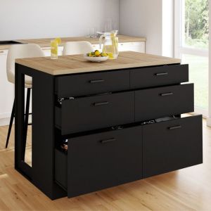 Isla central comedor negra mate - 120 cm