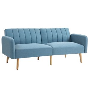 Sofá cama 173x75x73 cm poliéster, espuma color azul Homcom