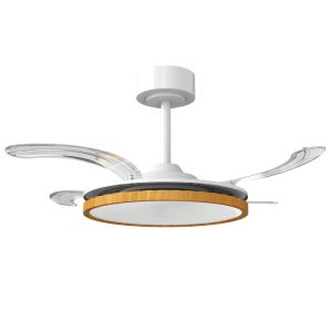 Ventilador techo luz 95x95x36 cm acero, plástico color marrón Homcom