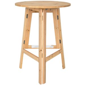 Mesa alta redonda de madera maciza plegable 79 x 110 cm, marrón
