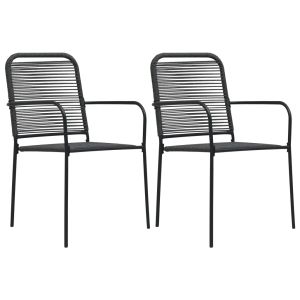 vidaXL sillas de jardín 2 unidades cuerda de algodón y acero negro
