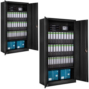 2 armarios archivadores con cierre de seguridad y 5 alturas 180x90x40cm