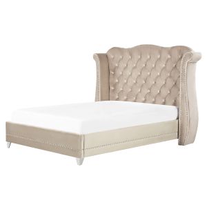 Cama terciopelo ayette 160 x 200 cm beige