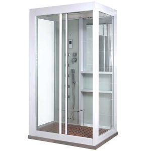 Ducha de vapor con cascada y sauna de vapor luxory - 120 x 90 cm blanco