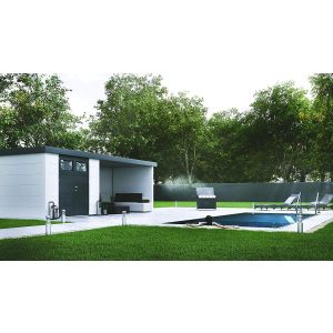 CASETA METALICA JARDIN NOVO HABITAT NH6 CON TERRAZA BLANCA