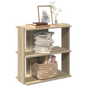 Librería 3 estantes madera ingeniería roble sonoma 60x30x60 cm